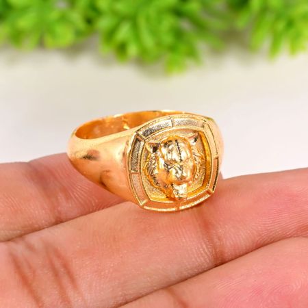 Brass Tiger Designer Ring for Men with 22k Gold Plating Gift for Him